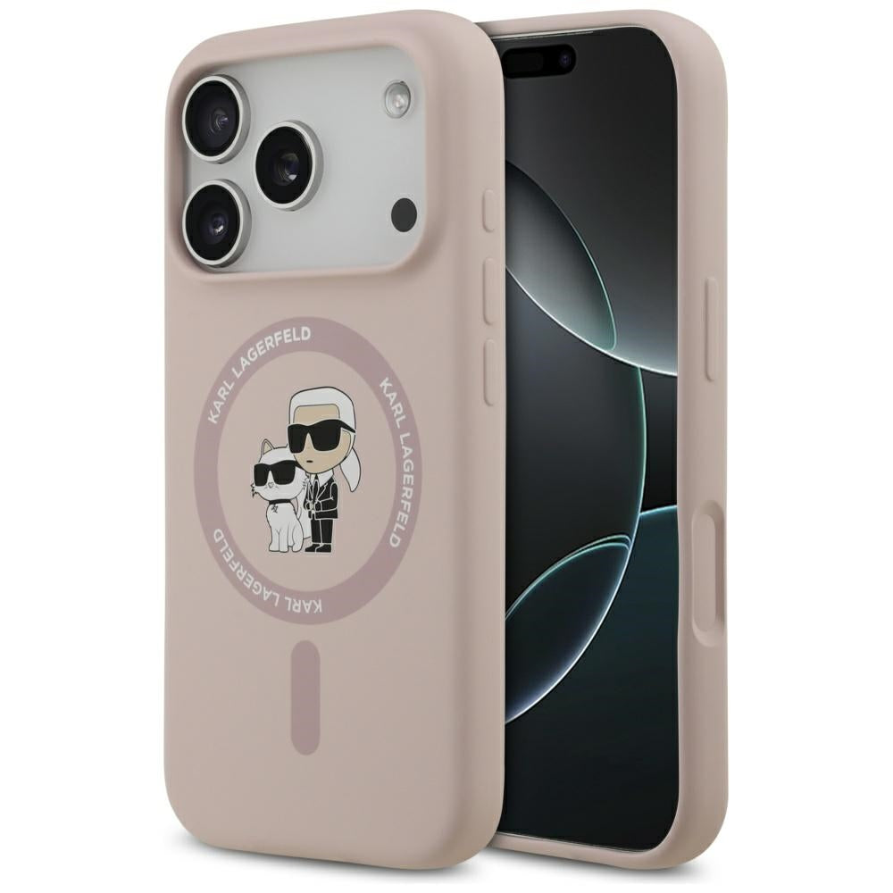 Husa MagSafe pentru Apple iPhone 17 Pro, Karl Lagerfeld, Ring Karl & Choupette, Roz
