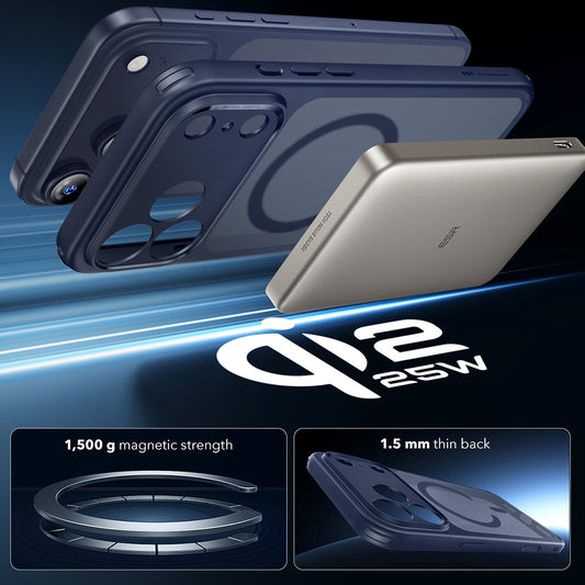 Husa MagSafe pentru Apple iPhone 17 Pro Max, ESR, Classic Hybrid, Albastra Satinata