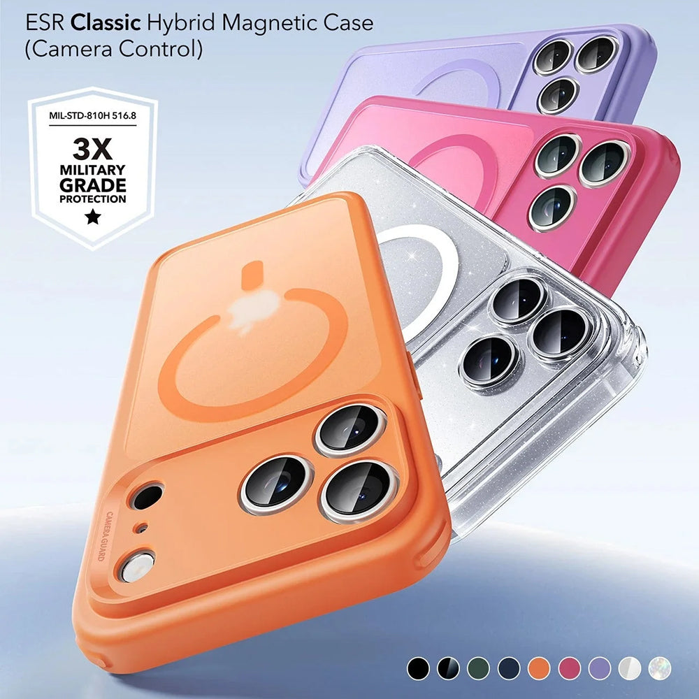 Husa MagSafe pentru Apple iPhone 17 Pro Max, ESR, Classic Hybrid Shimmer, Transparenta