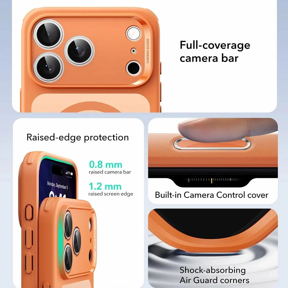 Husa MagSafe pentru Apple iPhone 17 Pro Max, ESR, Classic Hybrid Slide, Portocalie Satinata