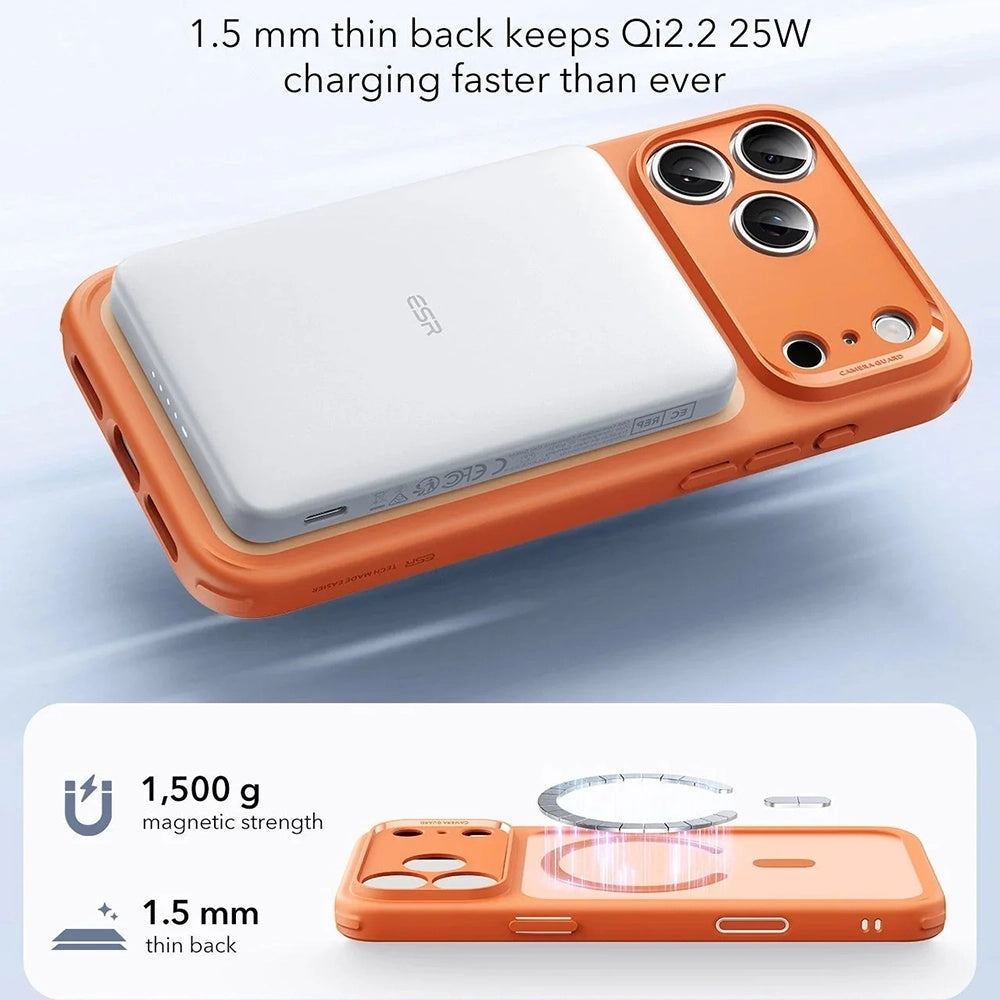 Husa MagSafe pentru Apple iPhone 17 Pro Max, ESR, Classic Hybrid Slide, Portocalie Satinata