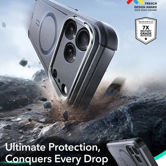 Husa MagSafe pentru Apple iPhone 17 Pro Max, ESR, Cyber Armor Kickstand, Gri
