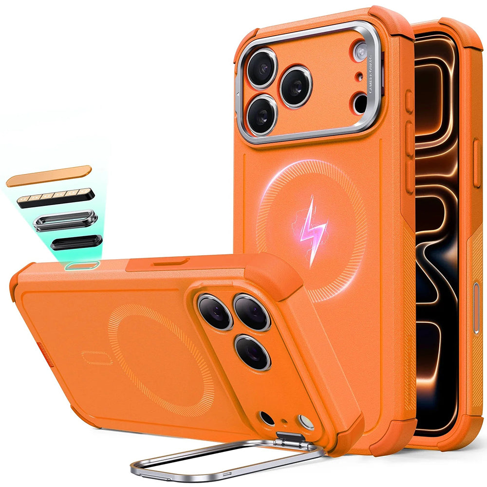 Husa MagSafe pentru Apple iPhone 17 Pro Max, ESR, Cyber Armor Kickstand, Portocalie