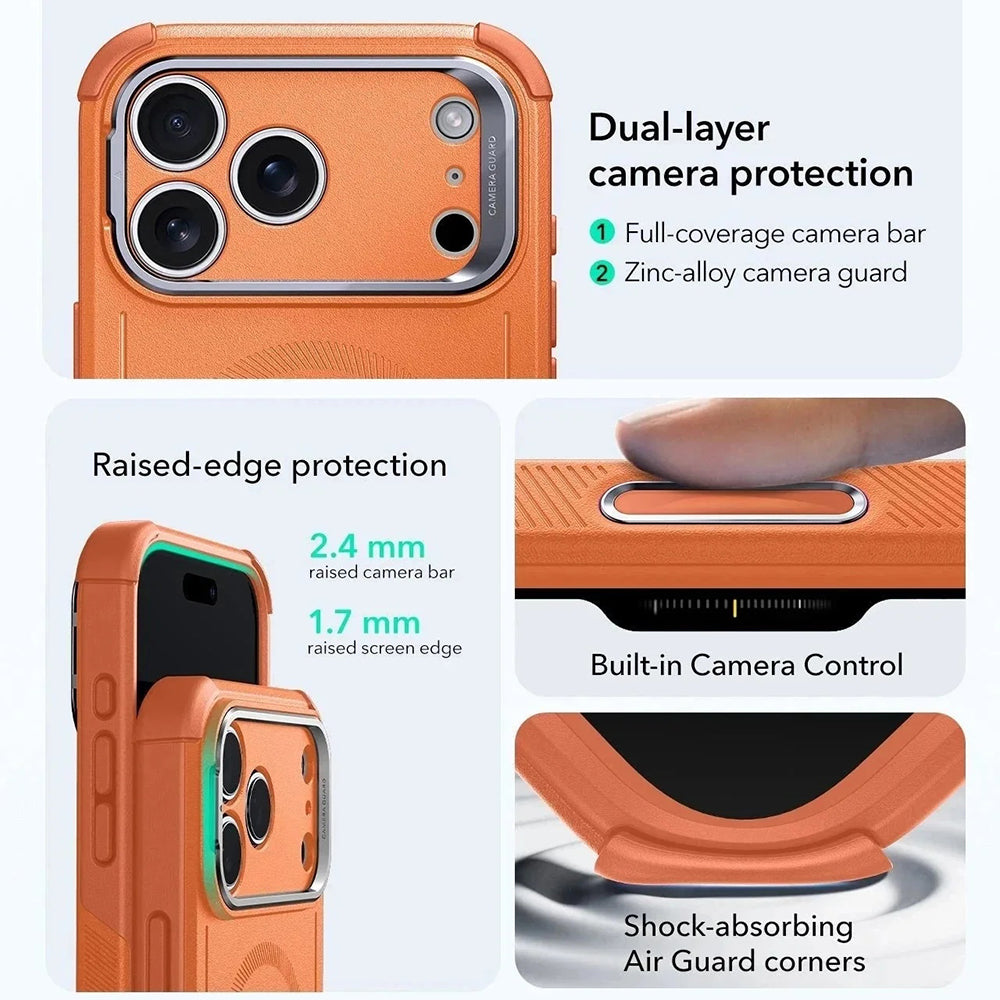 Husa MagSafe pentru Apple iPhone 17 Pro Max, ESR, Cyber Armor Kickstand, Portocalie