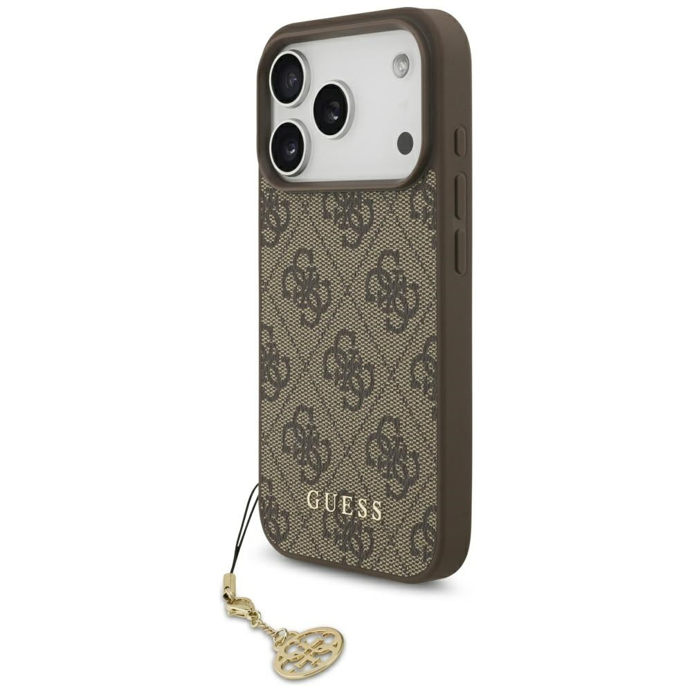 Husa MagSafe pentru Apple iPhone 17 Pro Max, Guess, 4G Charm Cradle, Maro