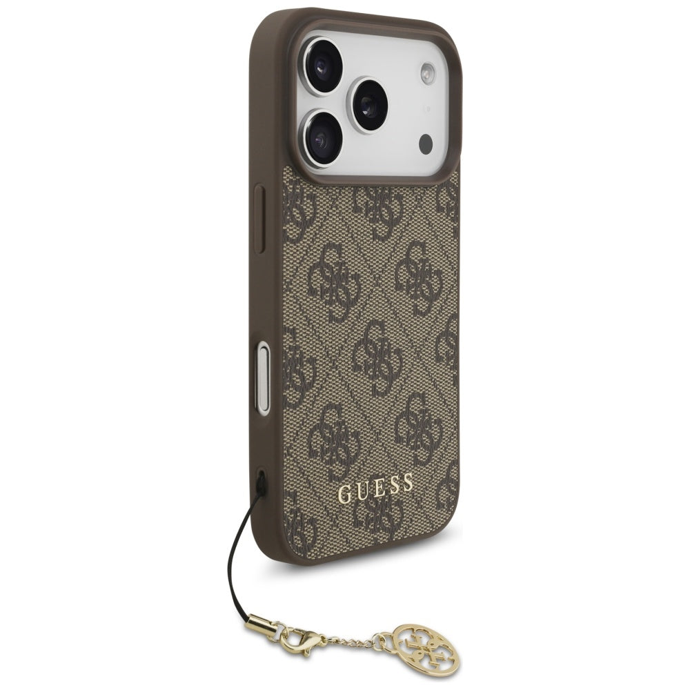 Husa MagSafe pentru Apple iPhone 17 Pro Max, Guess, 4G Charm Cradle, Maro