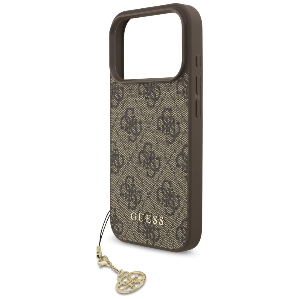 Husa MagSafe pentru Apple iPhone 17 Pro Max, Guess, 4G Charm Cradle, Maro