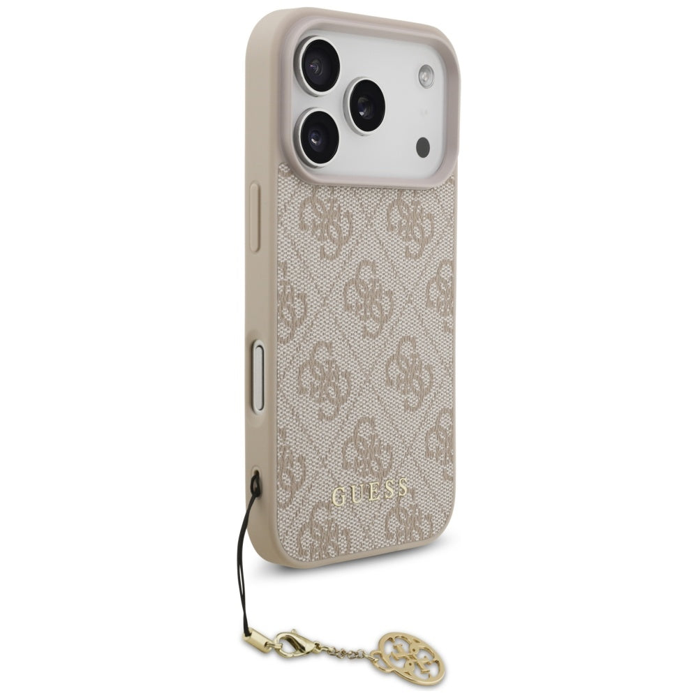 Husa MagSafe pentru Apple iPhone 17 Pro Max, Guess, 4G Charm Cradle, Roz