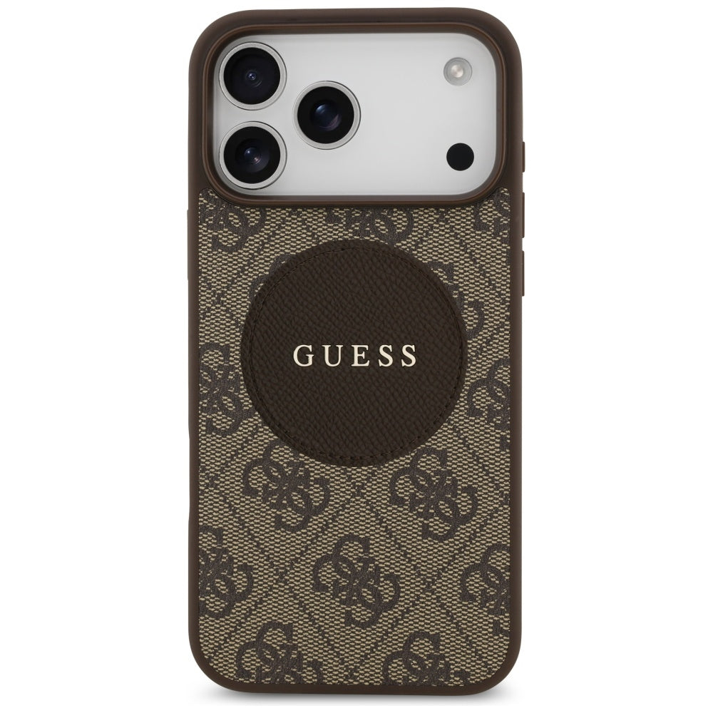 Husa MagSafe pentru Apple iPhone 17 Pro Max, Guess, 4G Circle Classic Logo, Maro