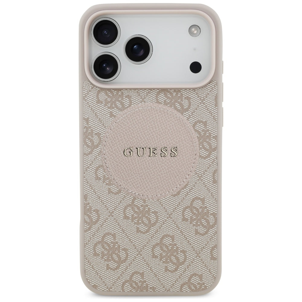 Husa MagSafe pentru Apple iPhone 17 Pro Max, Guess, 4G Circle Classic Logo, Roz