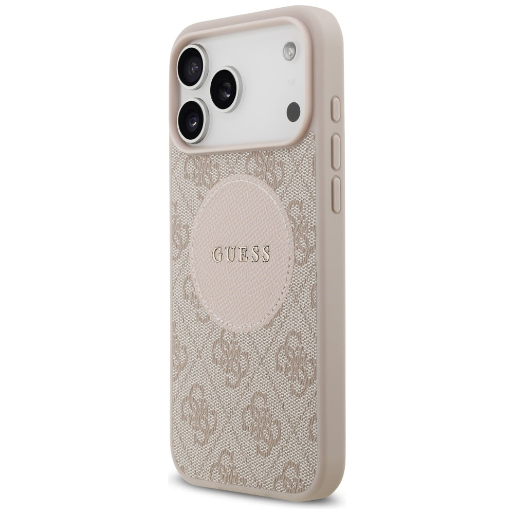 Husa MagSafe pentru Apple iPhone 17 Pro Max, Guess, 4G Circle Classic Logo, Roz