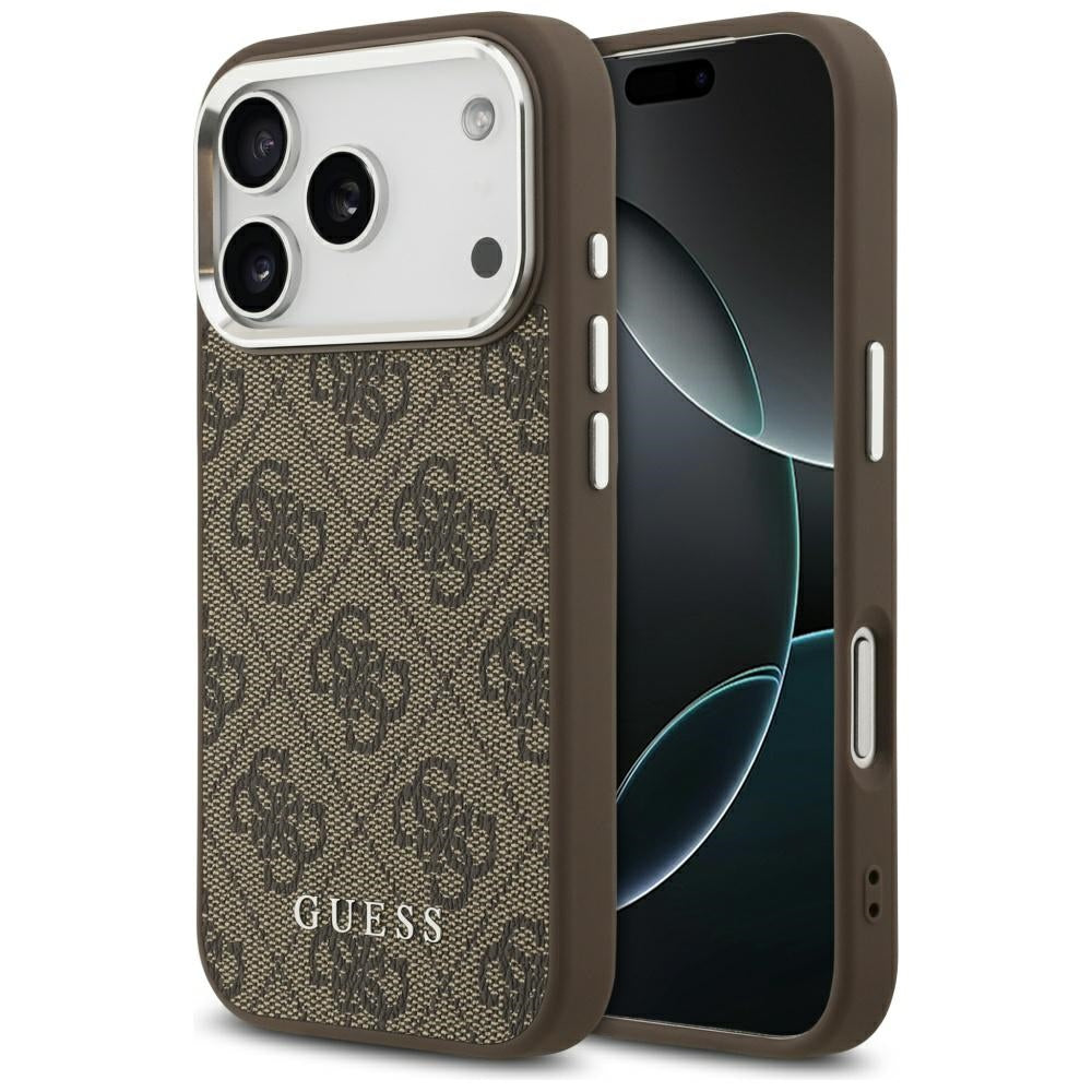 Husa MagSafe pentru Apple iPhone 17 Pro Max, Guess, 4G Classic Logo, Maro