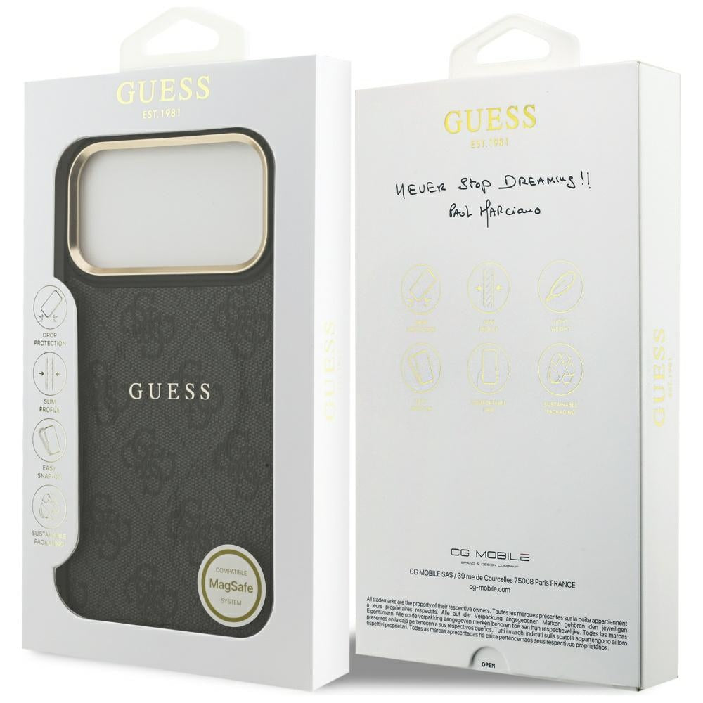 Husa MagSafe pentru Apple iPhone 17 Pro Max, Guess, 4G Classic, Neagra