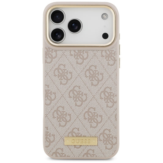 Husa MagSafe pentru Apple iPhone 17 Pro Max, Guess, 4G Logo Plate, Roz