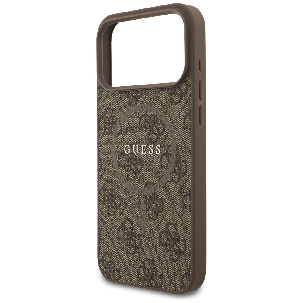 Husa MagSafe pentru Apple iPhone 17 Pro Max, Guess, 4G Ring Classic Logo, Maro