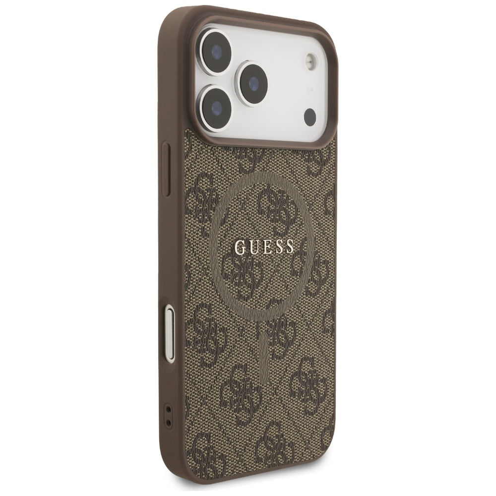 Husa MagSafe pentru Apple iPhone 17 Pro Max, Guess, 4G Ring Classic Logo, Maro