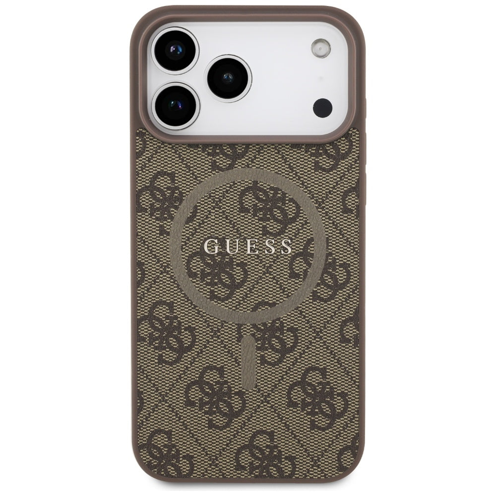 Husa MagSafe pentru Apple iPhone 17 Pro Max, Guess, 4G Ring Classic Logo, Maro