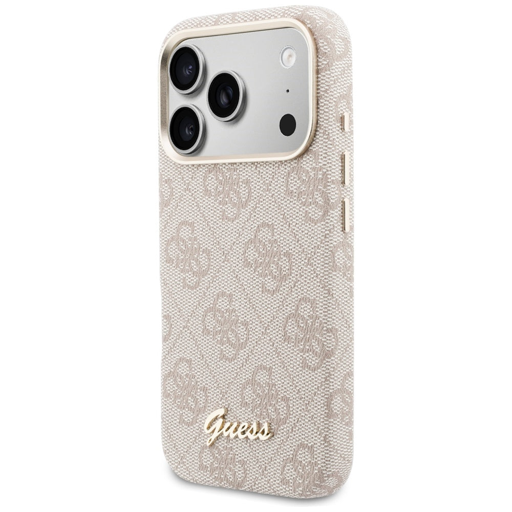 Husa MagSafe pentru Apple iPhone 17 Pro Max, Guess, 4G Script Logo, Roz