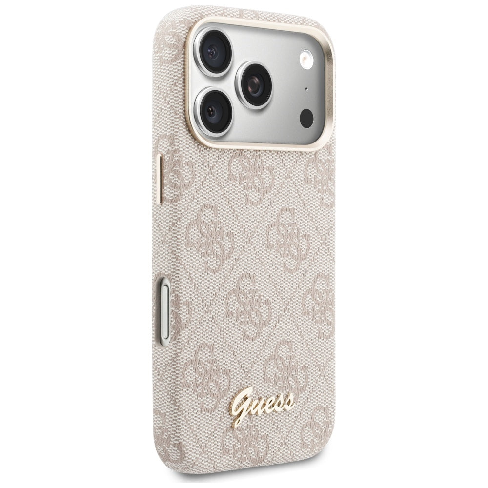 Husa MagSafe pentru Apple iPhone 17 Pro Max, Guess, 4G Script Logo, Roz