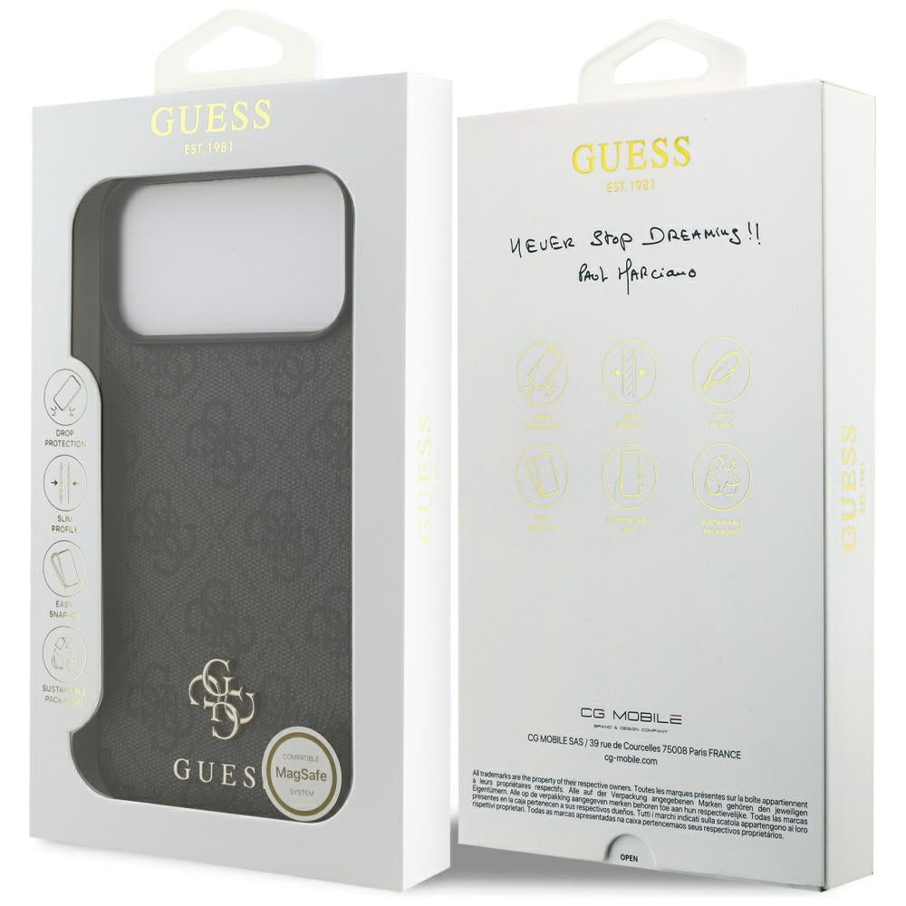 Husa MagSafe pentru Apple iPhone 17 Pro Max, Guess, 4G Small and Classic Logo, Neagra