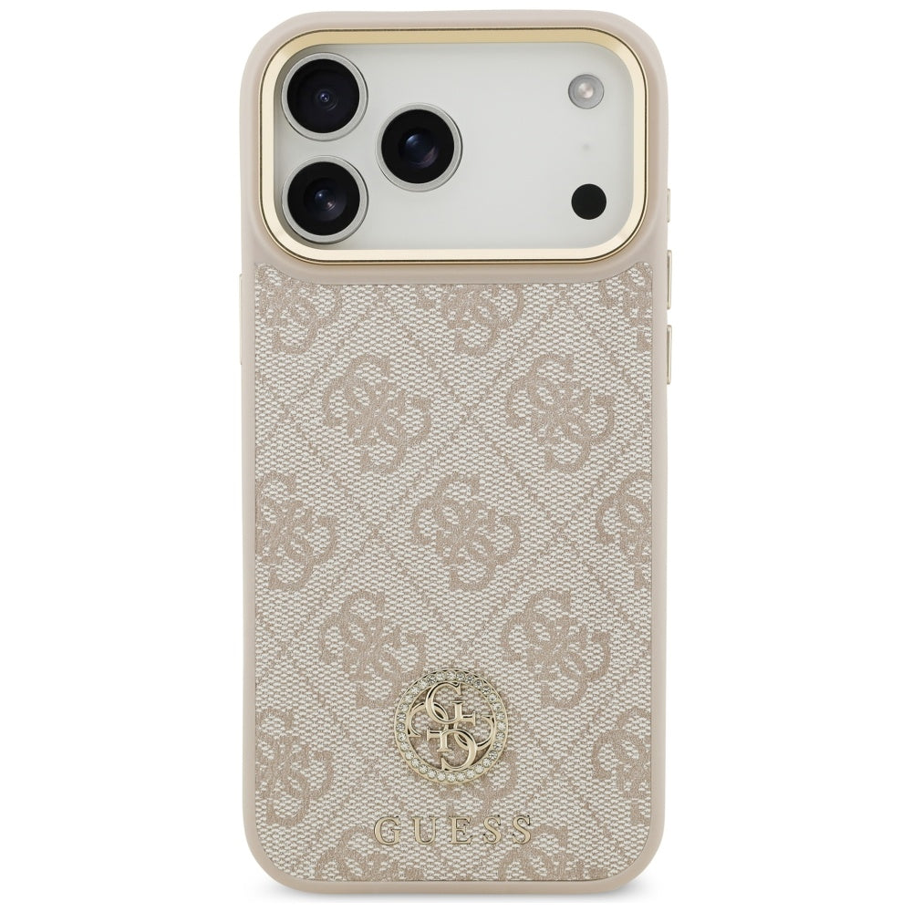 Husa MagSafe pentru Apple iPhone 17 Pro Max, Guess, 4G Strass Logo, Roz