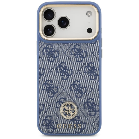 Husa MagSafe pentru Apple iPhone 17 Pro Max, Guess, 4G Strass Logo with Big Strap, Albastra