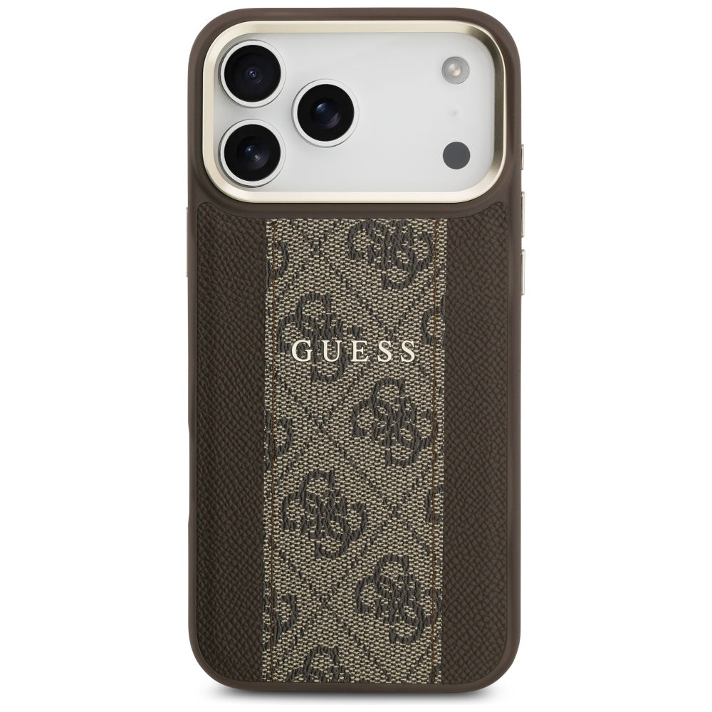 Husa MagSafe pentru Apple iPhone 17 Pro Max, Guess, 4G Stripe, Maro