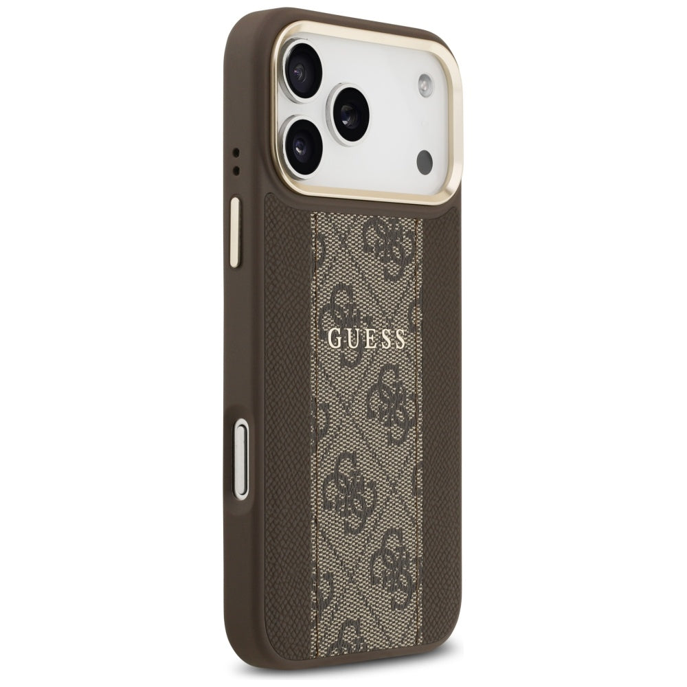 Husa MagSafe pentru Apple iPhone 17 Pro Max, Guess, 4G Stripe, Maro