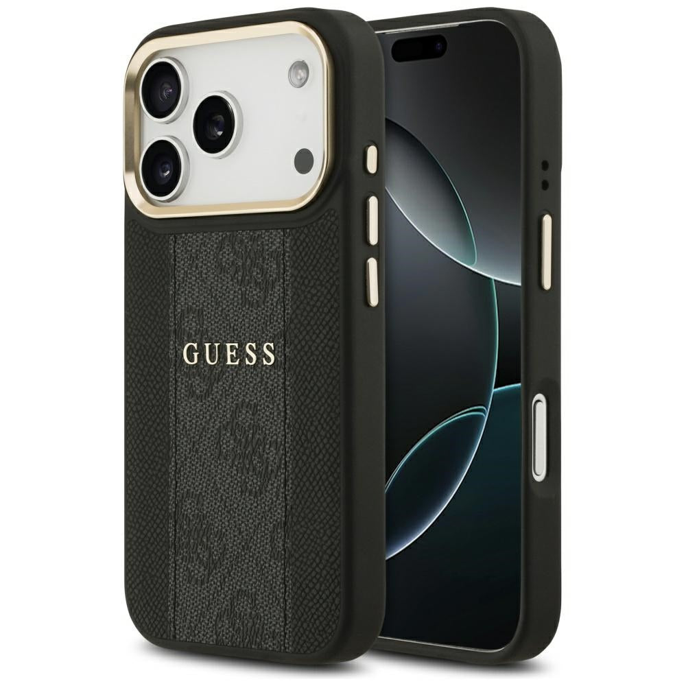 Husa MagSafe pentru Apple iPhone 17 Pro Max, Guess, 4G Stripe, Neagra