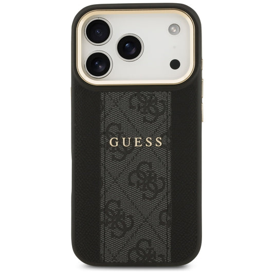 Husa MagSafe pentru Apple iPhone 17 Pro Max, Guess, 4G Stripe, Neagra