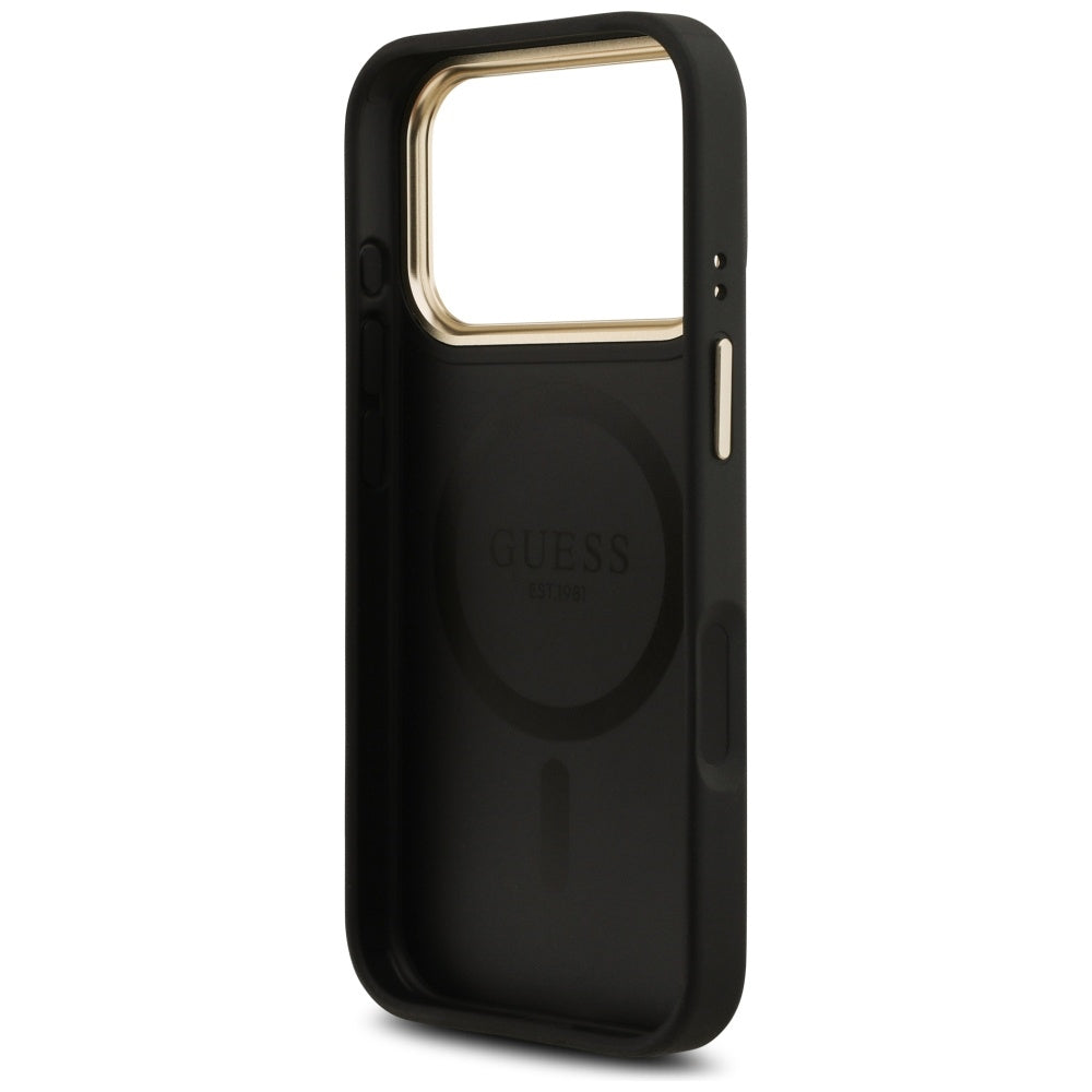 Husa MagSafe pentru Apple iPhone 17 Pro Max, Guess, 4G Stripe, Neagra