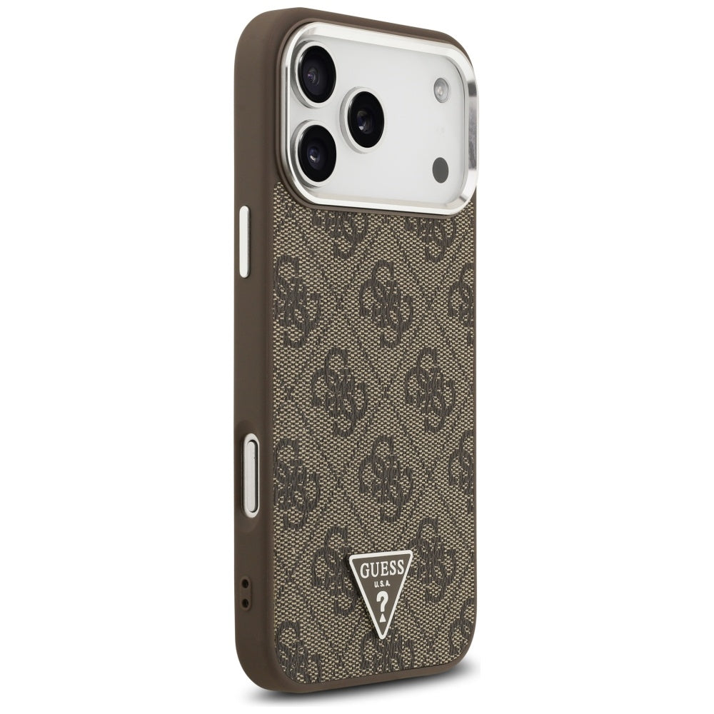 Husa MagSafe pentru Apple iPhone 17 Pro Max, Guess, 4G Triangle Logo, Maro