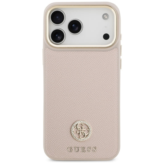 Husa MagSafe pentru Apple iPhone 17 Pro Max, Guess, Grained Strass Logo, Roz