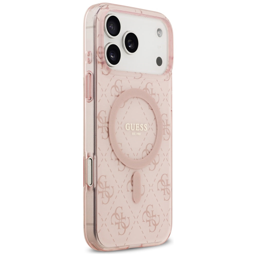 Husa MagSafe pentru Apple iPhone 17 Pro Max, Guess, IML 4G Background, Roz