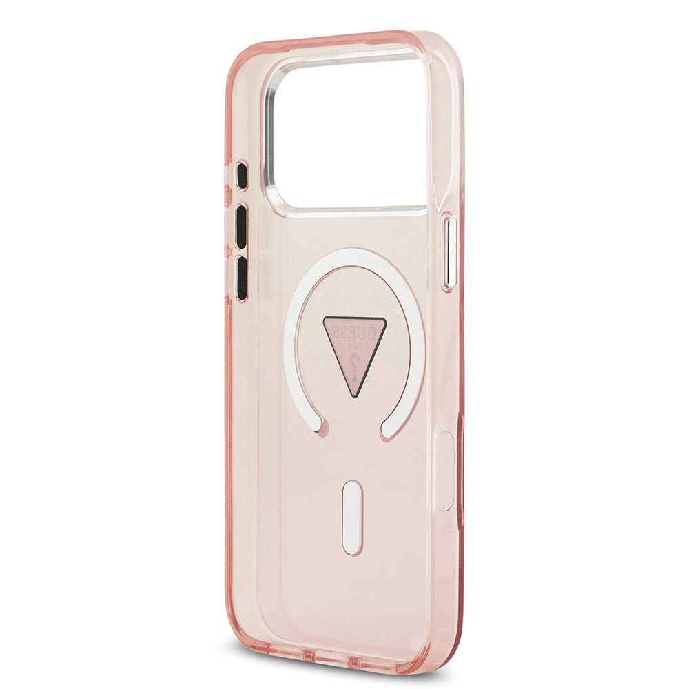 Husa MagSafe pentru Apple iPhone 17 Pro Max, Guess, IML Gradient Triangle Logo, Roz