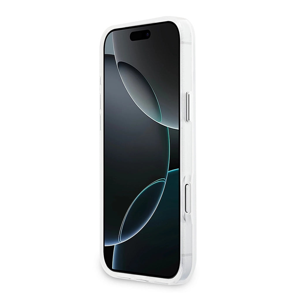 Husa MagSafe pentru Apple iPhone 17 Pro Max, Guess, IML Gradient Triangle Logo, Transparenta