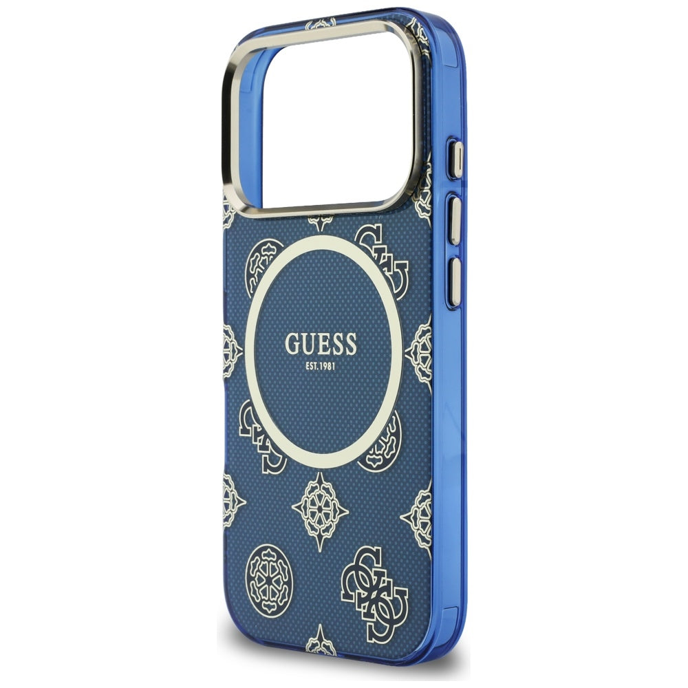 Husa MagSafe pentru Apple iPhone 17 Pro Max, Guess, IML Peony Dot, Albastra