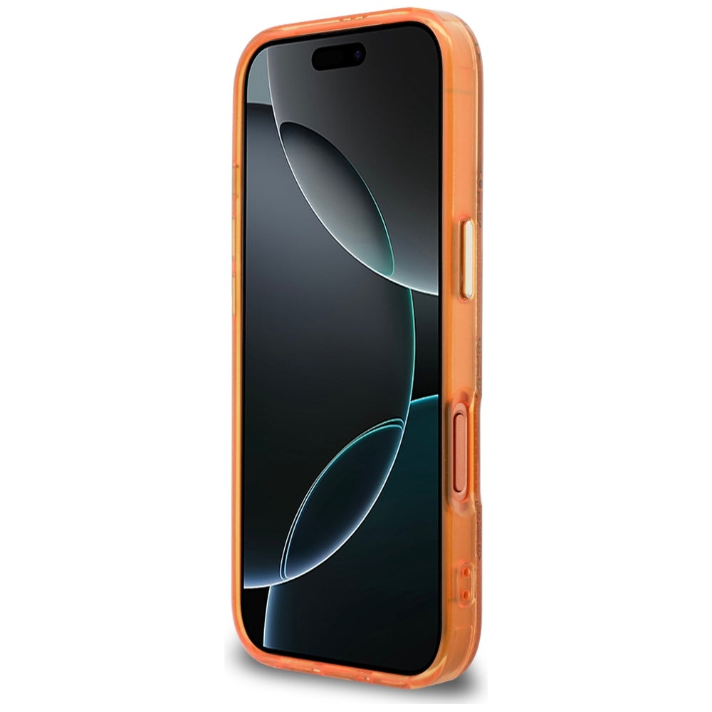 Husa MagSafe pentru Apple iPhone 17 Pro Max, Guess, IML Peony Dot, Portocalie