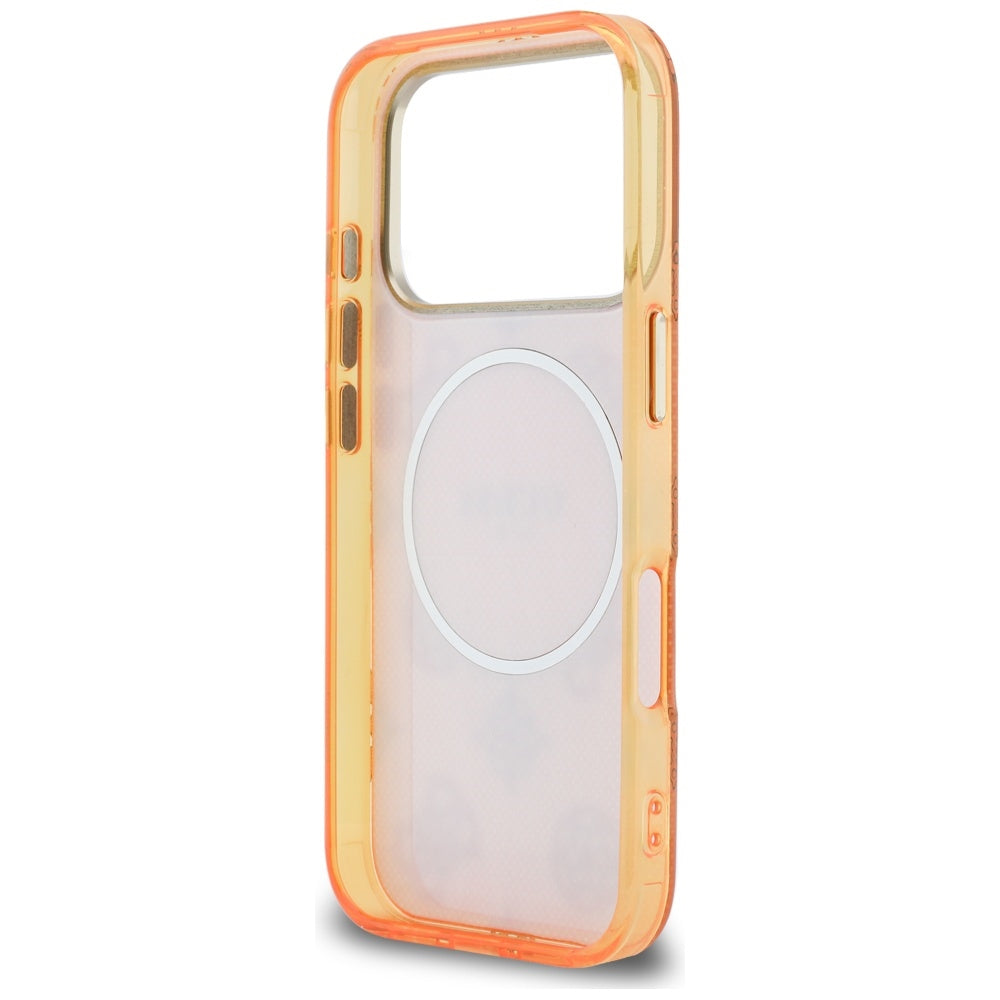 Husa MagSafe pentru Apple iPhone 17 Pro Max, Guess, IML Peony Dot, Portocalie
