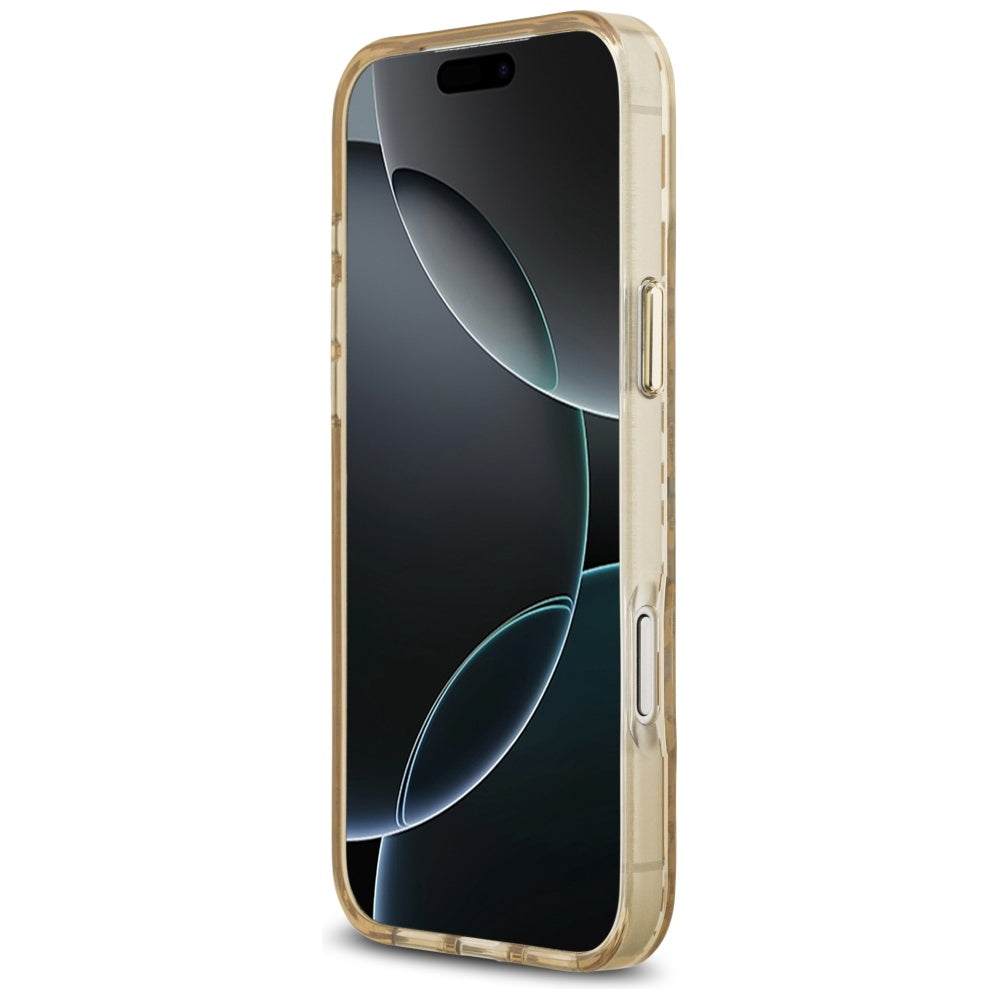 Husa MagSafe pentru Apple iPhone 17 Pro Max, Guess, Leopard Glitter, Maro