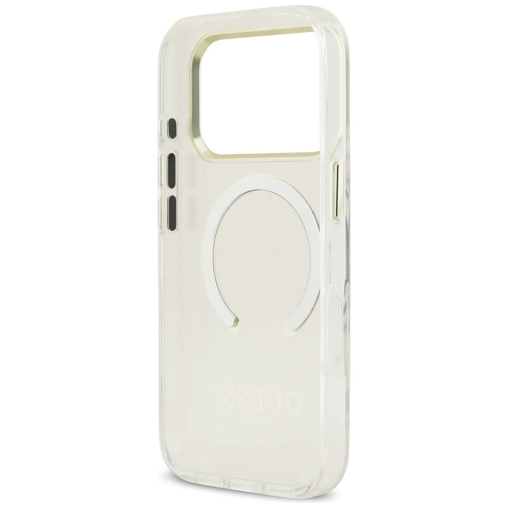 Husa MagSafe pentru Apple iPhone 17 Pro Max, Guess, Metal Outline, Aurie