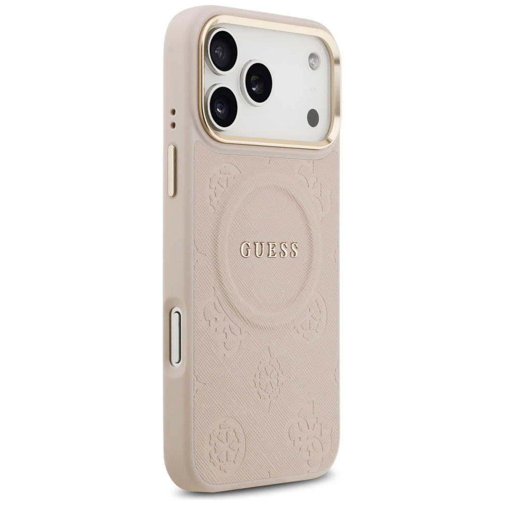 Husa MagSafe pentru Apple iPhone 17 Pro Max, Guess, Peony Hot Stamp, Roz