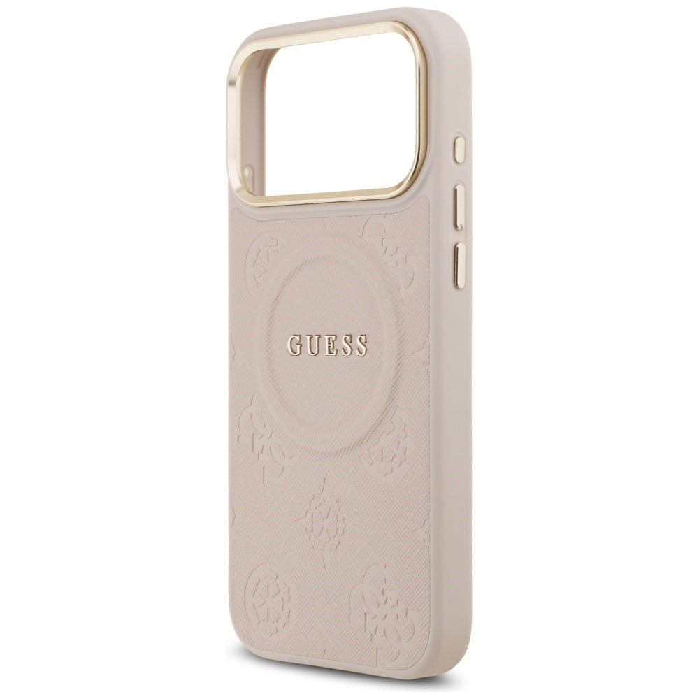 Husa MagSafe pentru Apple iPhone 17 Pro Max, Guess, Peony Hot Stamp, Roz