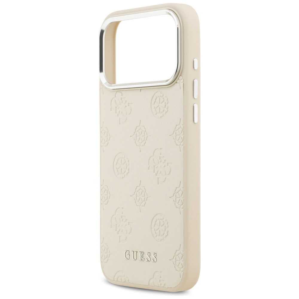 Husa MagSafe pentru Apple iPhone 17 Pro Max, Guess, Peony Hot Stamp Script, Bej