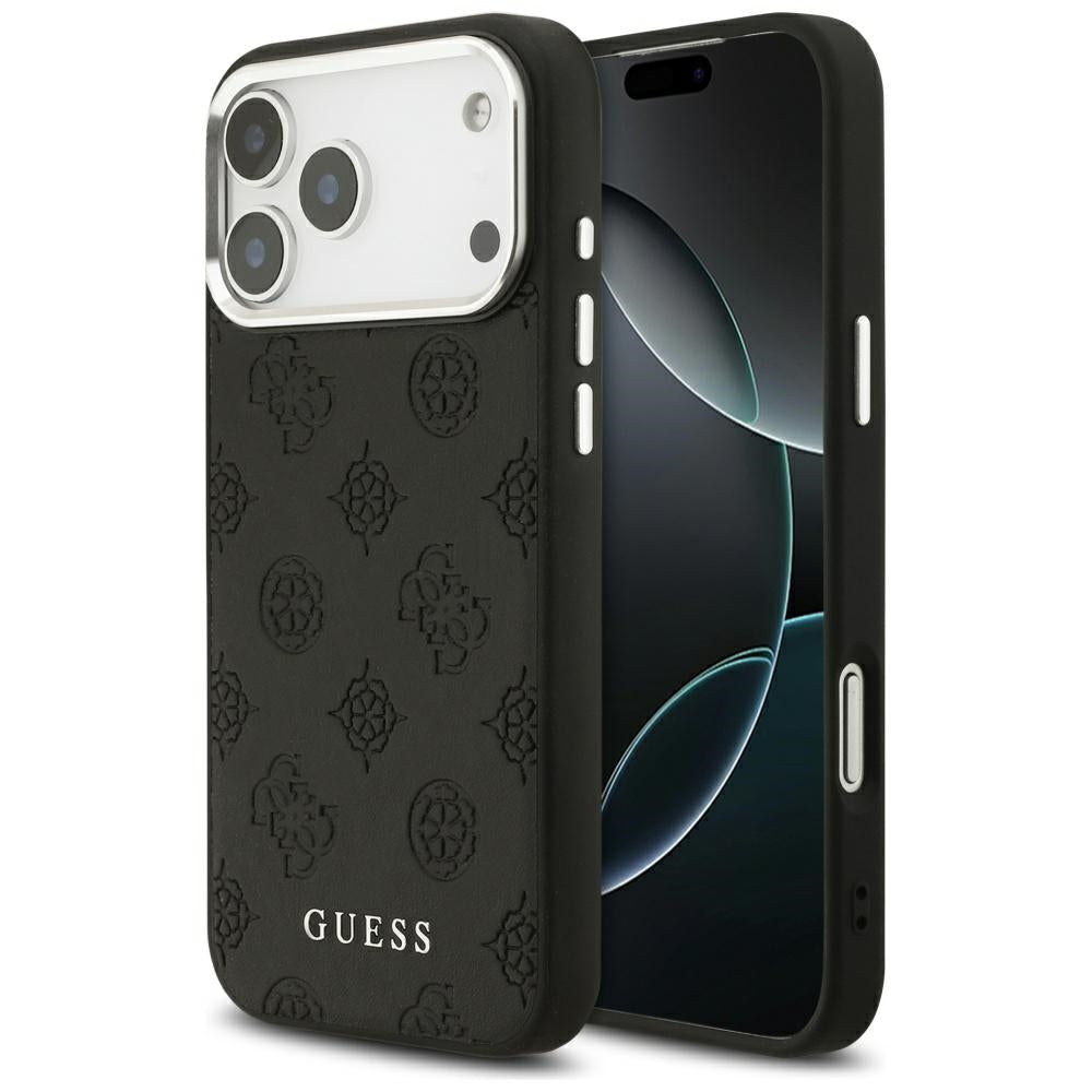 Husa MagSafe pentru Apple iPhone 17 Pro Max, Guess, Peony Hot Stamp Script, Neagra