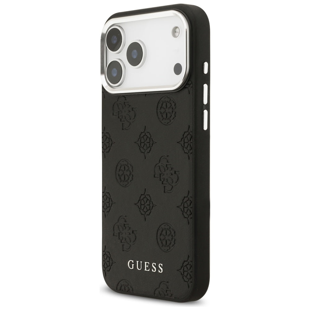 Husa MagSafe pentru Apple iPhone 17 Pro Max, Guess, Peony Hot Stamp Script, Neagra