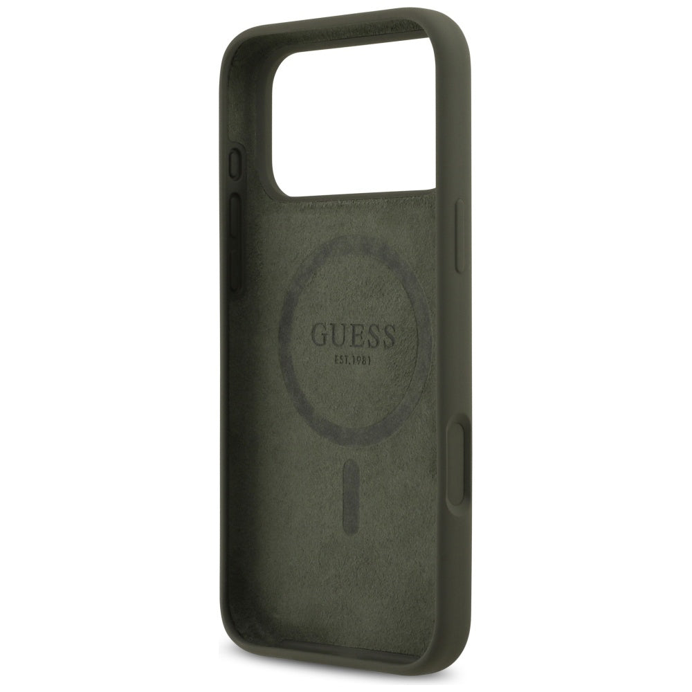 Husa MagSafe pentru Apple iPhone 17 Pro Max, Guess, Triangle Logo, Kaki