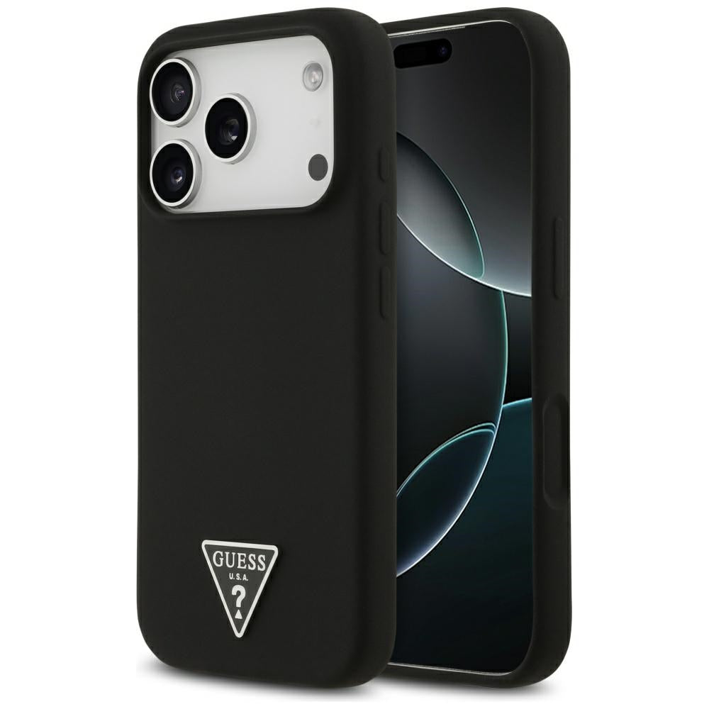 Husa MagSafe pentru Apple iPhone 17 Pro Max, Guess, Triangle Logo, Neagra