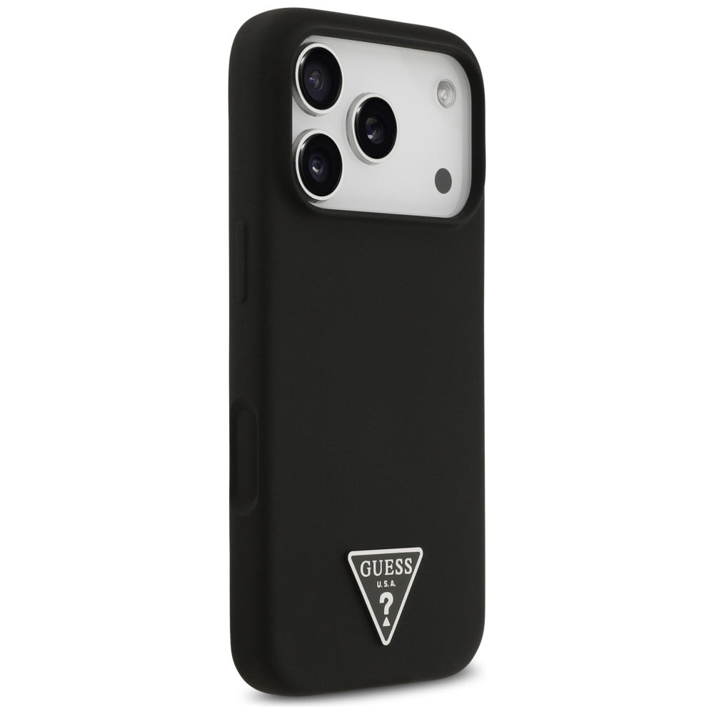 Husa MagSafe pentru Apple iPhone 17 Pro Max, Guess, Triangle Logo, Neagra