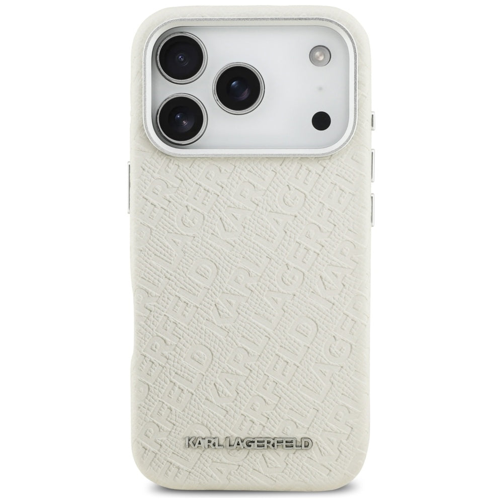 Husa MagSafe pentru Apple iPhone 17 Pro Max, Karl Lagerfeld, FW Stamped Karl, Bej